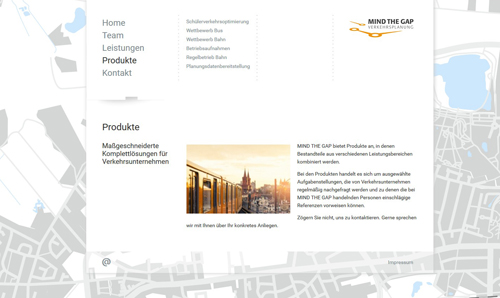 Website-Erstellung für MIND THE GAP Verkehr