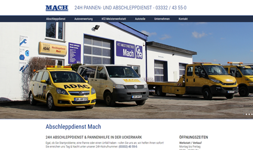 Website-Erstellung für den Abschleppdienst Mach