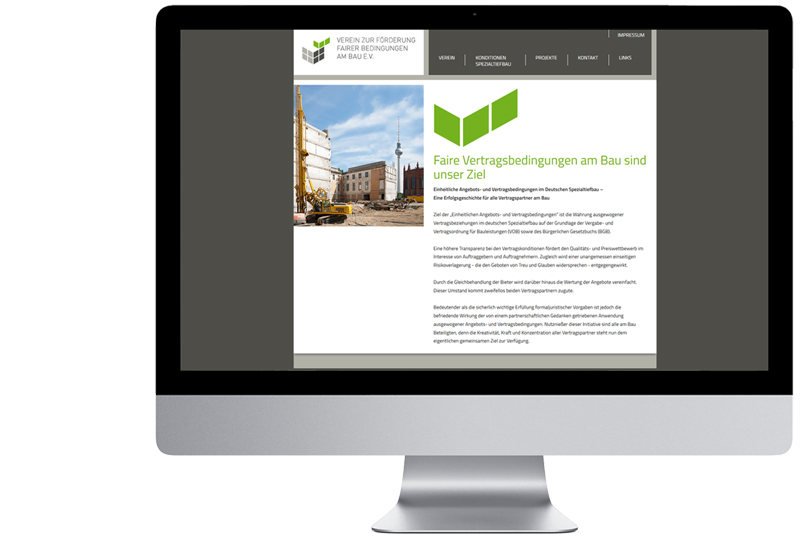 Referenz für die Website des Vereines zur Förderung fairer Bedingungen am Bau e.V.