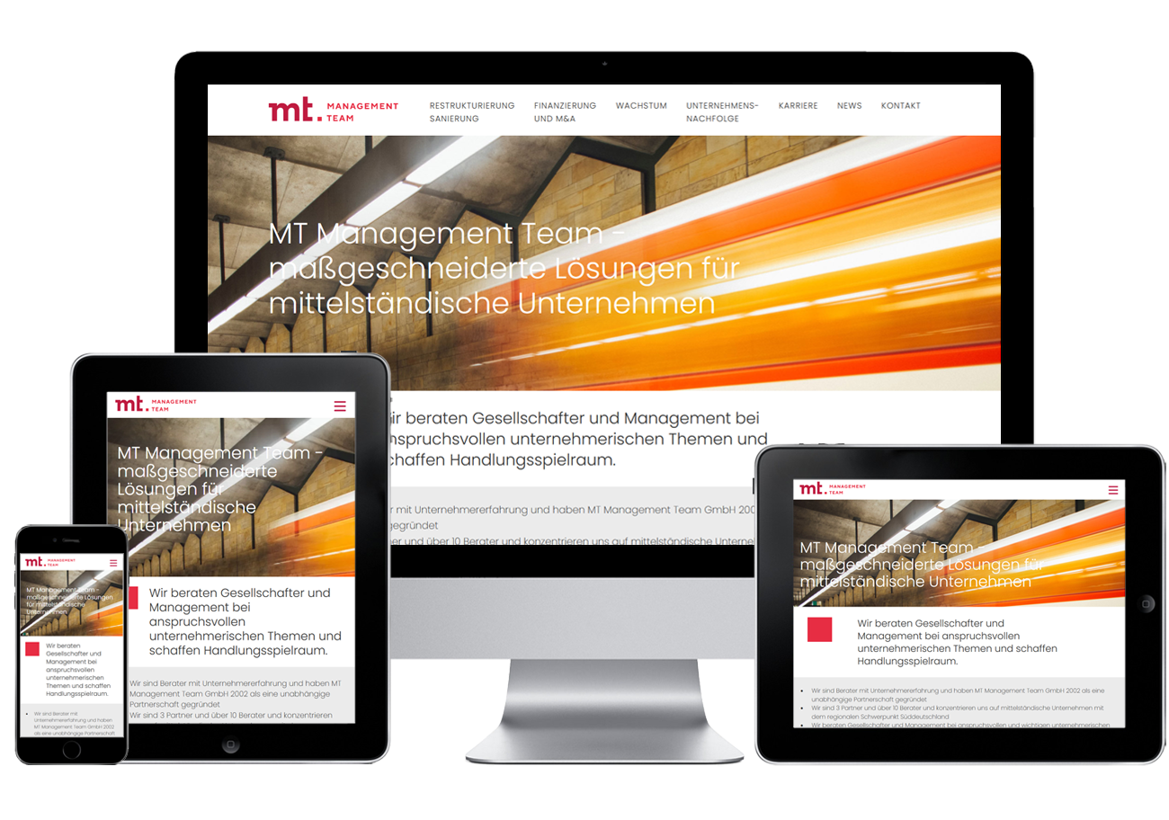 Referenz für die Website der MT Management Team GmbH