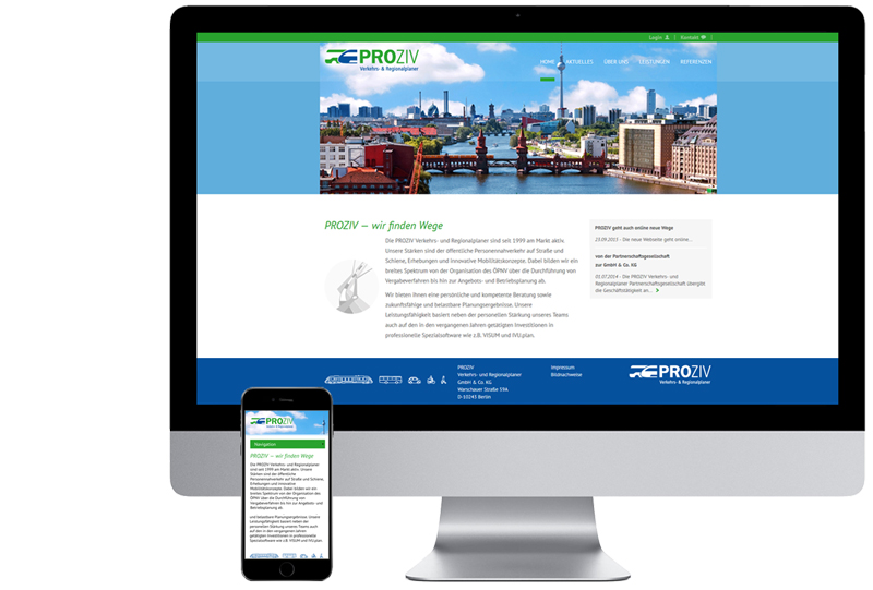 Referenz für die Website der PROZIV Verkehrs- und RegionalplanerGmbH & Co. KG